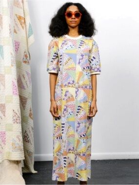 Carleen Cheater Print patchwork T-Shirt Dress 
Oversized Maxi Dress Size M